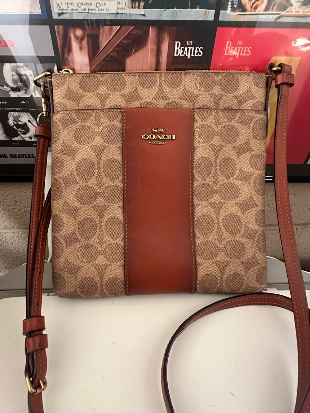 Coach Signature Kitt Messenger Crossbody Bag in Tan Rust w/ COA - Picture 3 of 14
